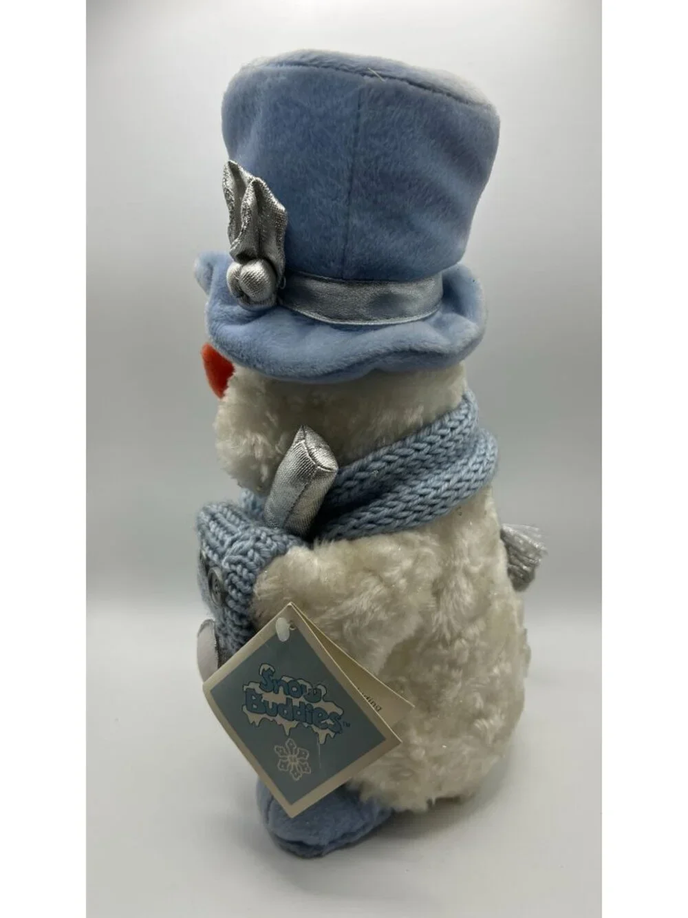 Snow Buddies Plush Snowman With Blue Hat Knit Scarf & Mittens Sparkling Accents